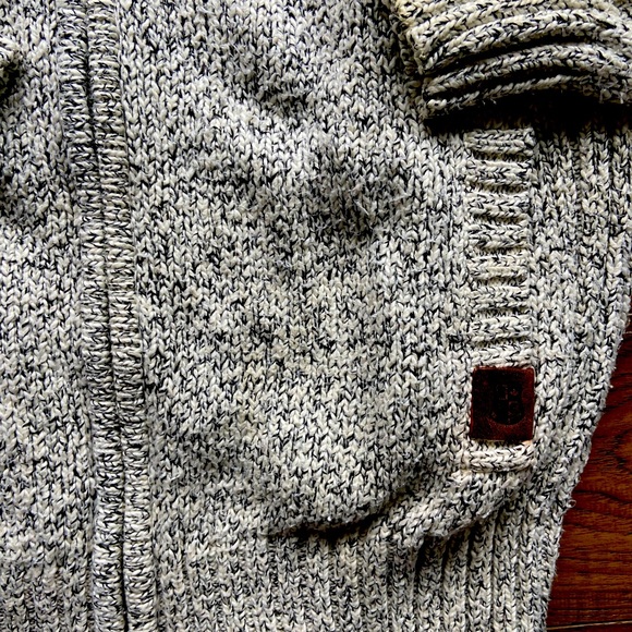 Roots Mens large knitted slat and pepper cardigan, double zipper, pockets - Picture 3 of 3